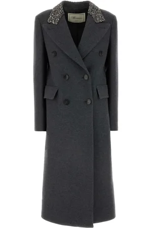 BLUMARINE Double-Breasted Coats, female, , Size: S Wool Coat with Embroidery
