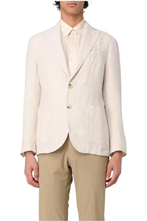 Manuel Ritz Blazers, male, , Size: 2XL Green Linen Blazer with Patch Pockets