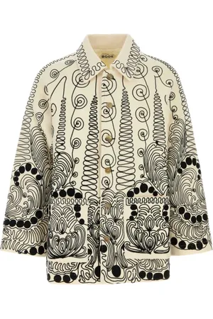 BODE Single-Breasted Coats, male, , Size: S Embroidered Wool Coat