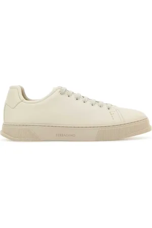 Salvatore Ferragamo Sneakers, male, , Size: 8 US Ivory Leather Sneakers for Men