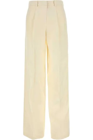 MAGDA BUTRYM Wide Trousers, female, , Size: XS Wide-leg Wool Blend Cream Pant