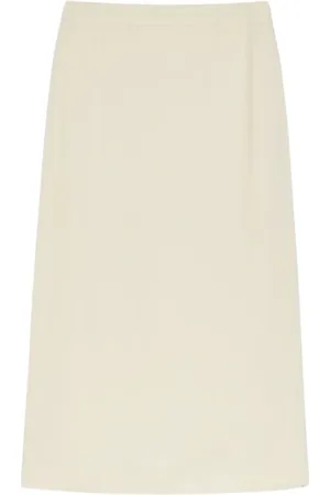 Max Mara Maxi Skirts, female, , Size: S Ivory Viscose and Linen Midi Skirt