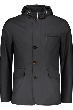 MOORER Light Jackets, male, , Size: M Waterproof Fabric Jacket with Detachable Collar