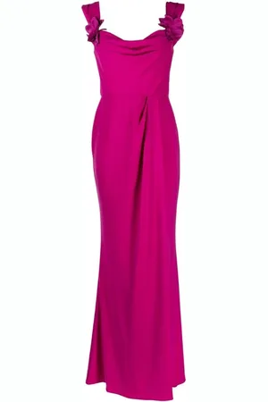 Marchesa Notte Party Dresses, female, , Size: 4XS Orchid Floral Applique Gown