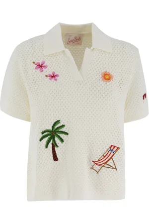 MC2 SAINT BARTH Polo Shirts, female, , Size: M Perforated Knit Polo Shirt