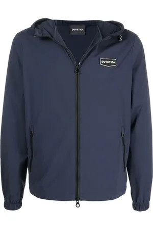 Duvetica Light Jackets, male, , Size: XL Navy Logo-Patch Windbreaker