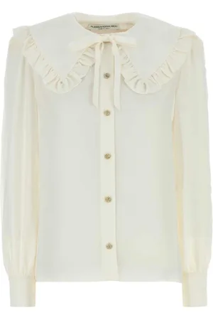 Alessandra Rich Shirts, female, , Size: XS Silk Blouse with Peter Pan Collar