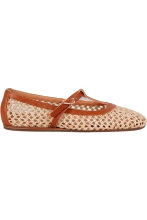 Ancient Greek Sandals Ballerinas, female, , Size: 6 US Raffia T-strap Ballerina Shoes