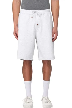 Brunello Cucinelli Casual Shorts, male, , Size: 2XL Grey Drawstring Sweatshorts
