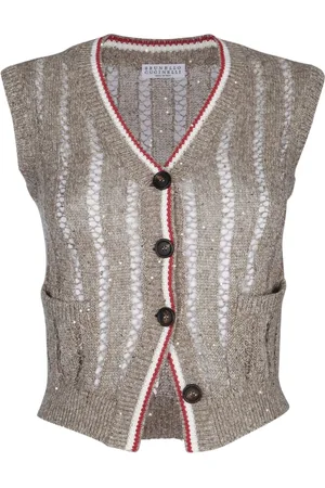 Brunello Cucinelli Cardigans, female, , Size: XS Knitted Vest for Stylish Outfits