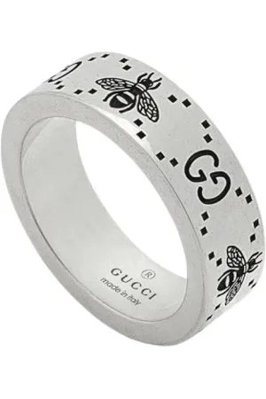 Gucci Rings, female, , Size: 58 MM Silver Bee Engraved Ring