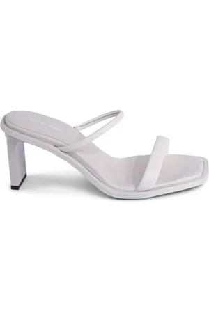 Calvin Klein Heeled Mules, female, , Size: 11 US Leather TwoStrap Sandals in