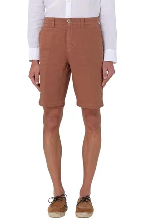 120% Lino Casual Shorts, male, , Size: 7XL Navy Linen Relaxed Fit Shorts