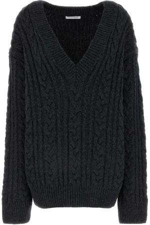 Cecilie Bahnsen V-neck Knitwear, female, , Size: M Oversize Alia Sweater in Charcoal Wool