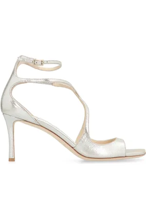 Jimmy Choo High Heel Sandals, female, , Size: 7 1/2 US Leather sandals with adjustable ankle strap