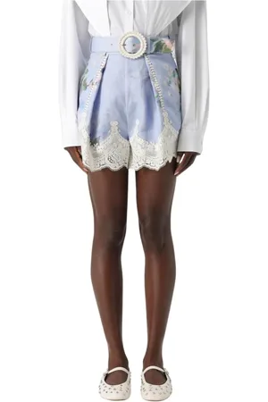 ZIMMERMANN Short Shorts, female, , Size: M Lace Trim Linen Shorts
