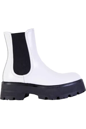 Alexander McQueen Chelsea Boots, female, , Size: 10 US White and Leather Chelsea Boots