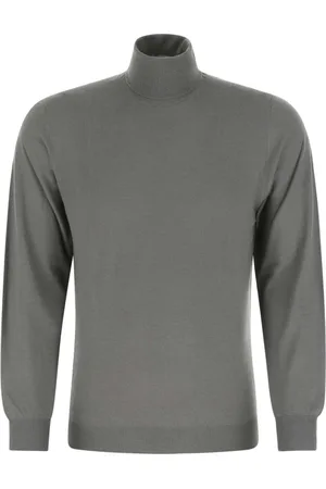 FEDELI Turtlenecks, male, , Size: 2XL Grey Wool Turtleneck Sweater