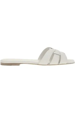 Saint Laurent Sliders, female, , Size: 10 US Woven Block Heel Sandals