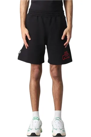 Msgm Casual Shorts, male, , Size: XL Graffiti Print Stylish Cotton Shorts