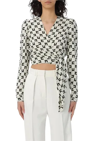 Elisabetta Franchi Blouses, female, , Size: S Geometric Print Wrap Blouse