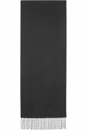 Saint Laurent Winter Scarves, male, , Size: ONE SIZE Cashmere Embroidered Fringed Scarf