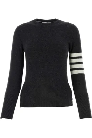 Thom Browne Cashmere Knitwear, female, , Size: 2XS Charcoal Wool Sweater