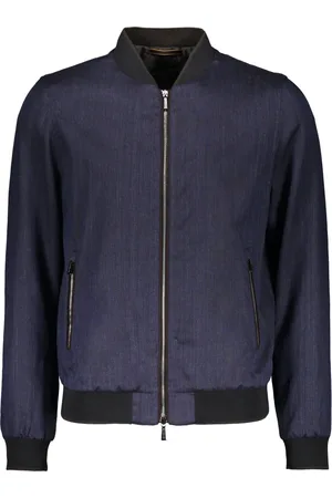 MOORER Bomber Jackets, male, , Size: 3XL Technical Fabric Bomber Jacket with Ribbed Knit