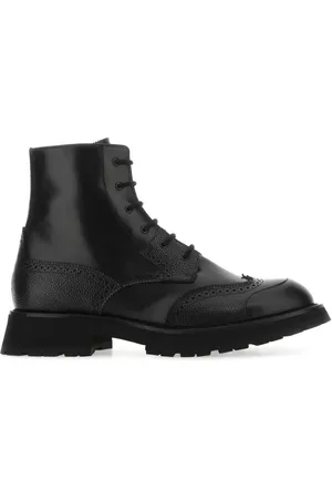 Alexander McQueen Lace-up Boots, male, , Size: 8 US Leather Punk Worker Ankle Boots