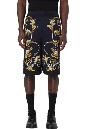 VERSACE Long Shorts, male, , Size: 2XL Denim Shorts with Couture Detailing