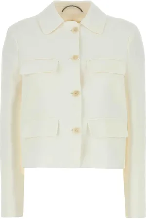 ERMANNO SCERVINO Denim Jackets, female, , Size: S White Crepe Blazer for Women