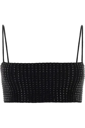 Alexander Wang Sleeveless Tops, female, , Size: M Embellished Stretch Crop Top