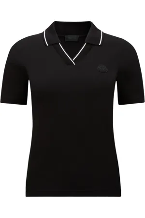 Moncler Polo Shirts, female, , Size: M Ribbed Knit Polo Shirt