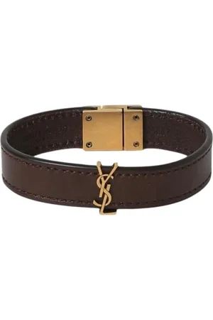 Saint Laurent Bracelets, female, , Size: M Leather Bracelet Gold Clasp