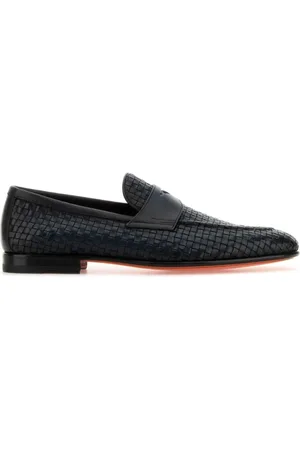 santoni Loafers, male, , Size: 10 US Navy Leather Loafers