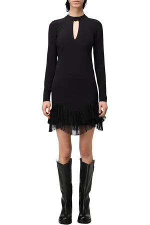 Twin-Set Short Dresses, female, , Size: 2XS Keyhole Neck Ruffle Mini Dress