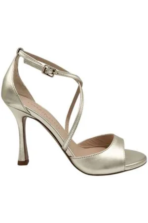 ROBERTO FESTA High Heel Sandals, female, , Size: 9 US Platinum Leather Sandal Made in Italy