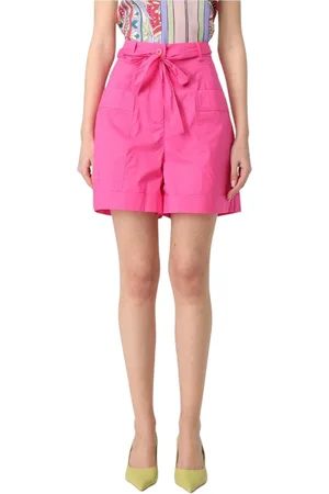 Liu Jo Casual Shorts, female, , Size: XS Fuchsia Tie-Waist Cotton Shorts