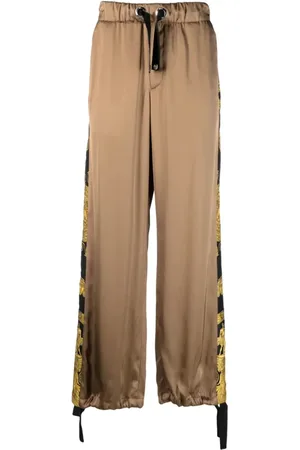 VERSACE Straight Trousers, male, , Size: L Barocco Print Wide Leg Trousers