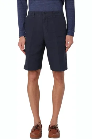 120% Lino Casual Shorts, male, , Size: 7XL Navy Linen Classic Fit Shorts