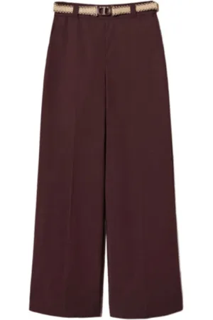 Twin-Set Wide Trousers, female, , Size: XS Coffee Palazzo Cut Trousers