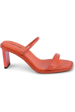 Calvin Klein Heeled Mules, female, , Size: 10 US Leather Sandal Made in Portugal