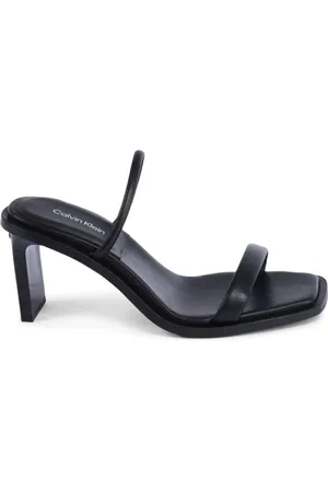 Calvin Klein Heeled Mules, female, , Size: 9 US Leather Sandals Minimalist Design