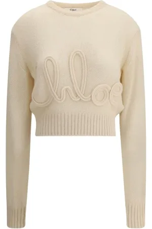 Chloé Round-neck Knitwear, female, , Size: S Alpaca Cropped Sweater