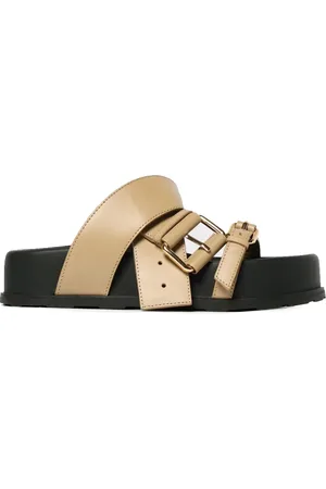 Moschino Sliders, female, , Size: 7 US Belted Low Sandal Platform
