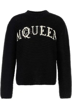 Alexander McQueen Round-neck Knitwear, male, , Size: M Crochet Sweater Knitwear