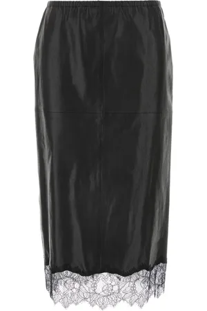 BLUMARINE Leather Skirts, female, , Size: XS Leather Skirt with Lace Detail