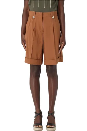 Liu Jo Casual Shorts, female, , Size: L Bronze Pleated Cuffed Shorts