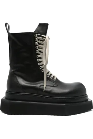 Rick Owens Lace-up Boots, male, , Size: 10 US Lace-Up Side Zip Ankle Boots