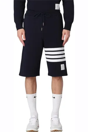 Thom Browne Long Shorts, male, , Size: L Navy Stripe Sweatshorts
